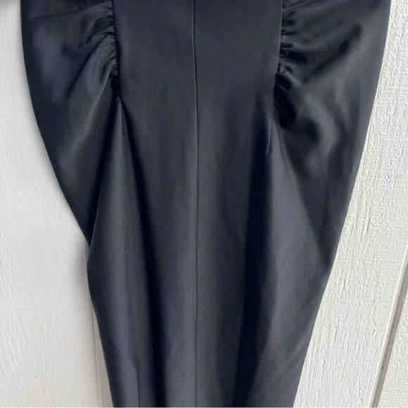 Max Mara Sportmax Strapless Ruched Dress Black Virgin Wool Knee Length Size S - Picture 7 of 11